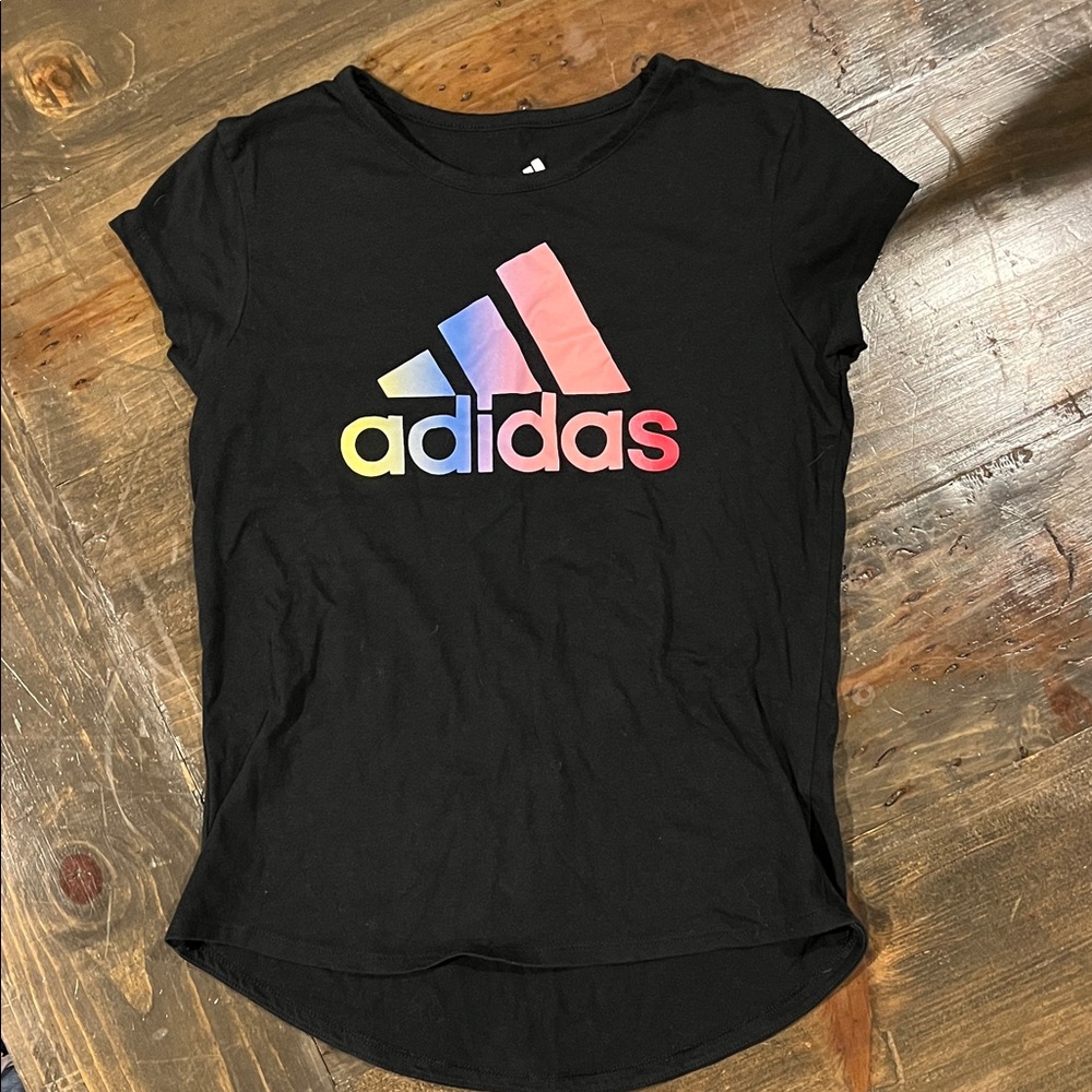 Adidas Black Tee with Gradient Logo
